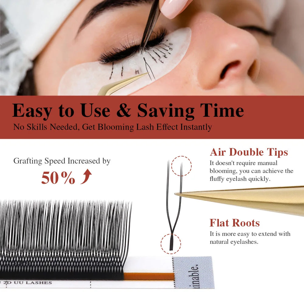 NAGARAKU 2D 3D UU Lashes U Shape Eyelash Premium Soft YY Eyelashes Extension Makeup Mesh Net Cross Volume Eyelash
