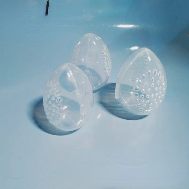 Empty Makeup Sponge Storage Box Plastic Egg Shaped Cosmetic Puff Organizer Rack Portable Makeup Blender Holder Stand Drying Box