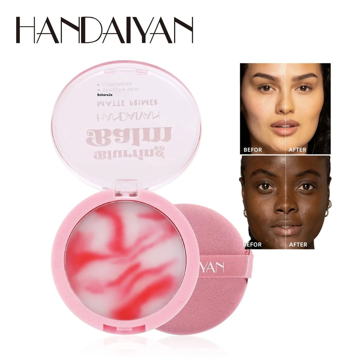 Waterproof Light Mist No-Powder Matte Concealer - Oil Control Brightening Complexion Setting Powder with Powder Puff for Makeup