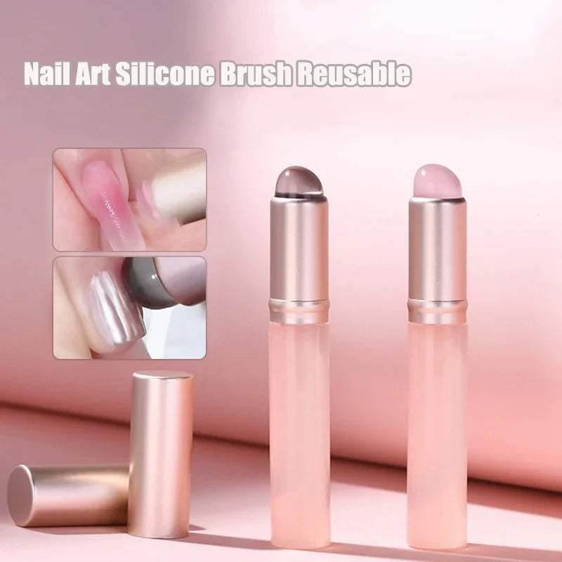 1Pcs Nail Art Silicone Applicator Stick Brush Lipstick Powder Dust Applying Pen for Gradient Effect Smudge Makeup Manicure Tool