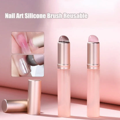 1Pcs Nail Art Silicone Applicator Stick Brush Lipstick Powder Dust Applying Pen for Gradient Effect Smudge Makeup Manicure Tool