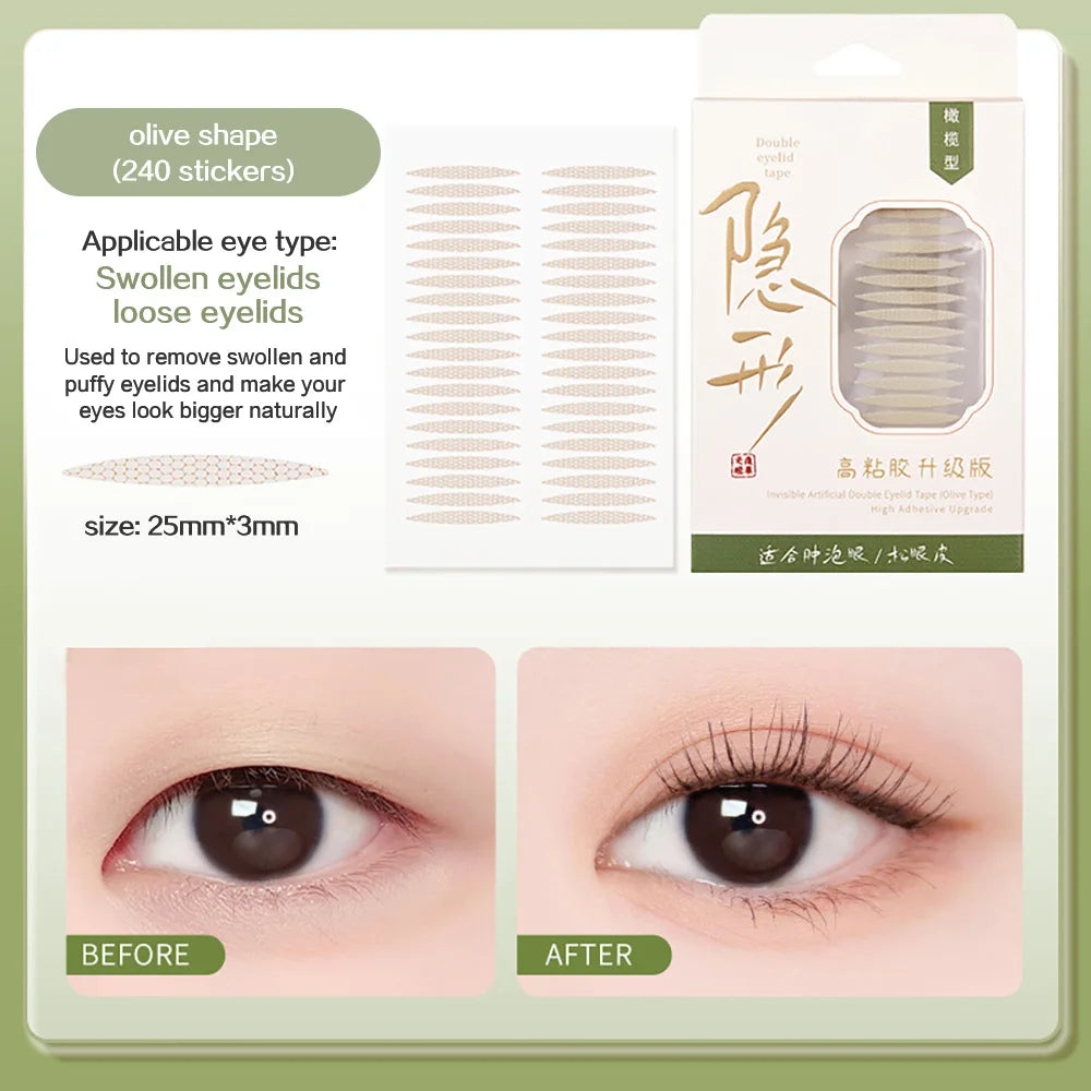 GECOMO 240PCS Invisible Double Eyelid Sticker High adhesive Traceless Natural Long-lasting Enlarge Eyes Beauty Tape Makeup Tool