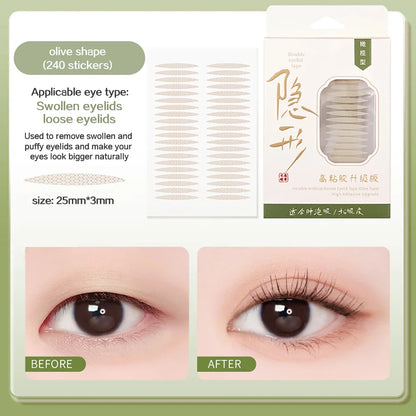 GECOMO 240PCS Invisible Double Eyelid Sticker High adhesive Traceless Natural Long-lasting Enlarge Eyes Beauty Tape Makeup Tool