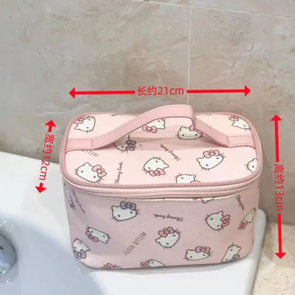 2025 New Hello Kitty Large Capacity Tote Bag Cute Print Design Portable Travel Organizer for Cosmetics Toiletries Makeup Storage