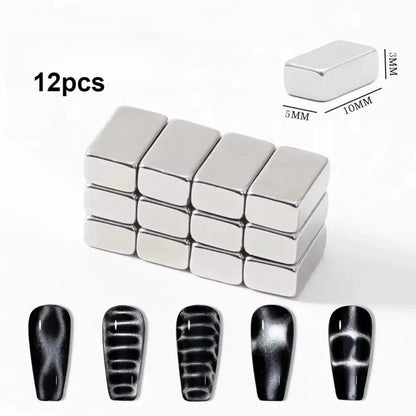 3D Double Headed Nails French Shape Strong Cat Eye Magnet Nail Art Gel Polish Magnetic Effect Manicure Accessories Tools Set