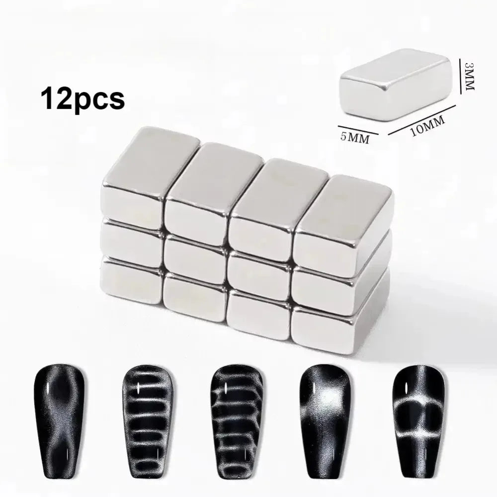 3D Double Headed Nails French Shape Strong Cat Eye Magnet Nail Art Gel Polish Magnetic Effect Manicure Accessories Tools Set
