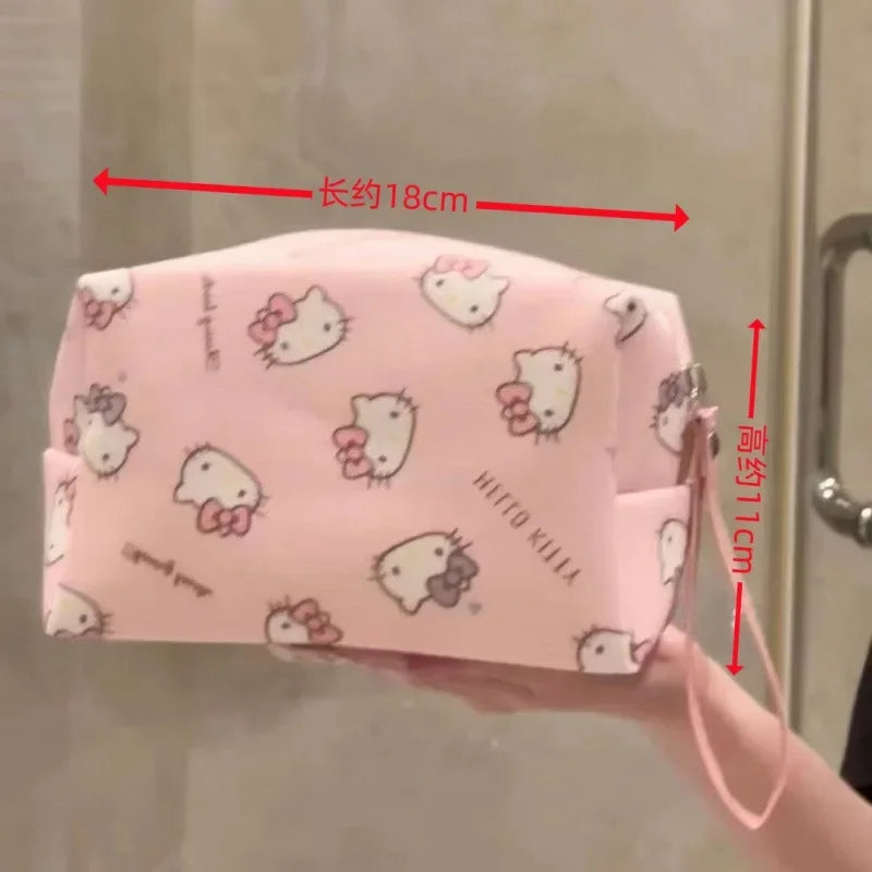2025 New Hello Kitty Large Capacity Tote Bag Cute Print Design Portable Travel Organizer for Cosmetics Toiletries Makeup Storage