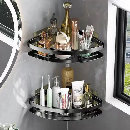 Aluminum Alloy Shampoo Rack Makeup Bathroom Accessories Storage Organizer Shower Shelf Bathroom Shelf No Drill Wall Corner Shelf