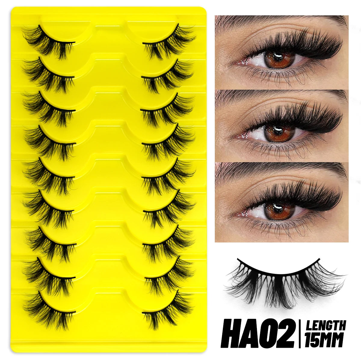 GROINNEYA Half Lashes 5/7/10 Pairs Half Lashes Soft Natural Cat Eye Lashes Makeup Tool Fake Eyelashes Extension Fluffy Faux Cils