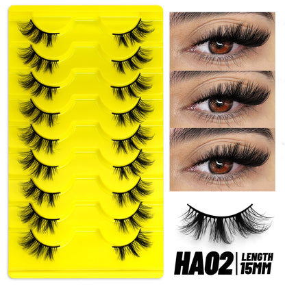 GROINNEYA Half Lashes 5/7/10 Pairs Half Lashes Soft Natural Cat Eye Lashes Makeup Tool Fake Eyelashes Extension Fluffy Faux Cils