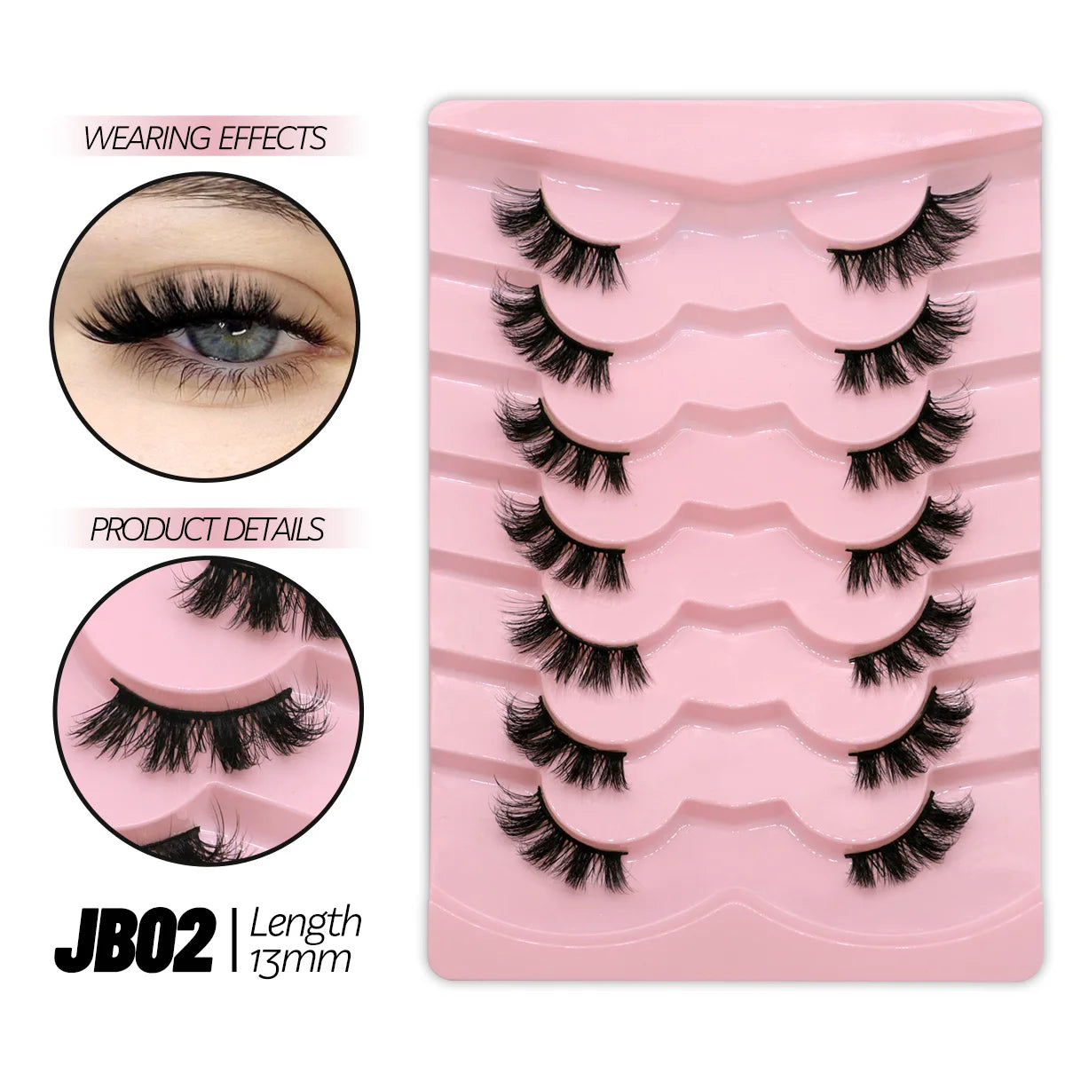 GROINNEYA Half Lashes 5/7/10 Pairs Half Lashes Soft Natural Cat Eye Lashes Makeup Tool Fake Eyelashes Extension Fluffy Faux Cils