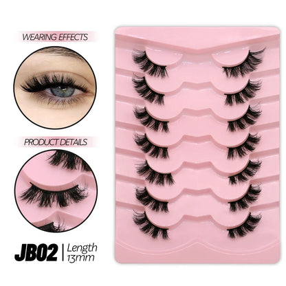 GROINNEYA Half Lashes 5/7/10 Pairs Half Lashes Soft Natural Cat Eye Lashes Makeup Tool Fake Eyelashes Extension Fluffy Faux Cils