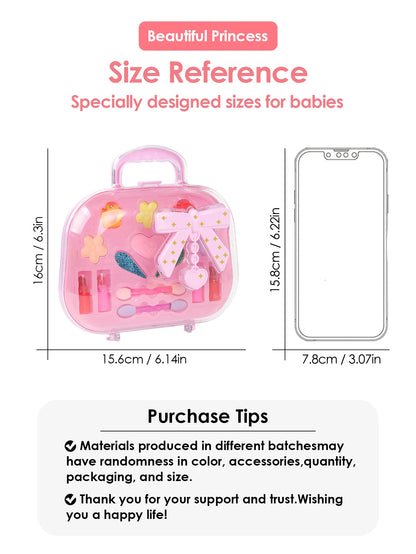 Kids Beauty Makeup Kit for Girls,Little Handbag Make-up Toys Princess Washable Pretend Play Cosmetic Set Toys birthday gifts