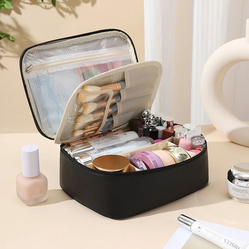 Waterproof Travel Storage Bag Large Capacity Portable Handbag with Dividers for Cosmetic Organization Makeup Bag for Outdoors