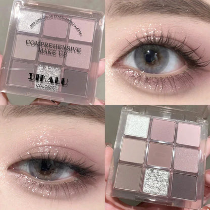 9 Colors Punk Smoky Blue Black Eyeshadow Makeup Pallete Matte Chocolate Brown Eye Shadow Palette Shimmer Shiny Eyeshadow Palette