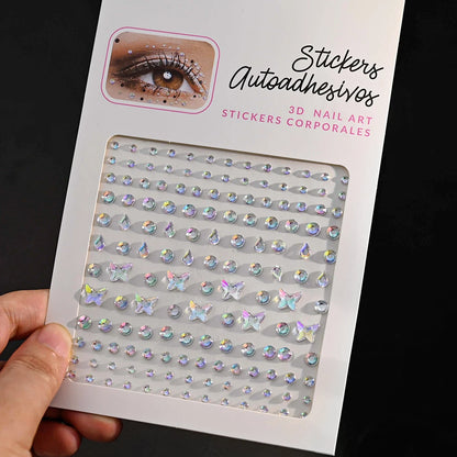 132/162/216/900pcs Coorful Diamonds Tattoos Stickers 3/4/5/6mm Face Rhinestones Tattoo for Party Body/Eye Makeup Gem Accessories