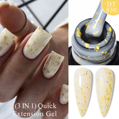 MEET ACROSS 7ml Quick Extension Gel Nail Polish Glitter Pink Gold Purple Milky White UV Gel Finger Prolong Varnish For Nails