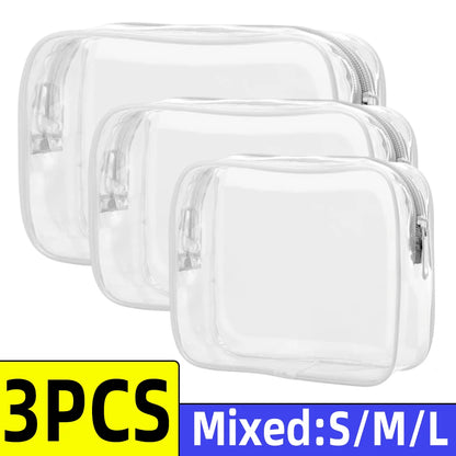 Travel Organizer Bath Toiletry Wash Storage Bag Case White Transparent Zipper Makeup Bags  Clear Pouch Women's Cosmetic Bag