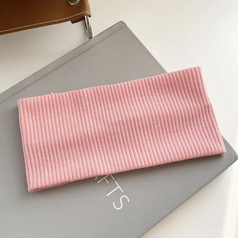 Korean Wide Elastic Hairband for Women Versatile Hair Clips for Washing and Makeup Spring Sports Knitted Headbands