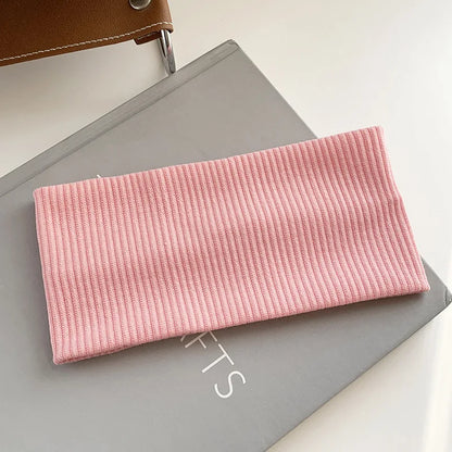 Korean Wide Elastic Hairband for Women Versatile Hair Clips for Washing and Makeup Spring Sports Knitted Headbands
