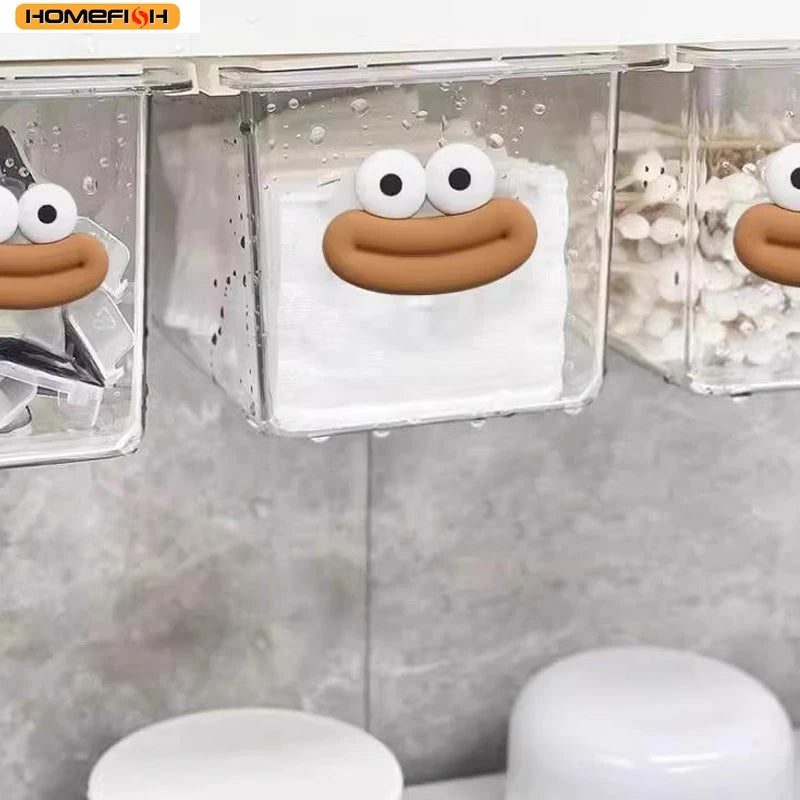 Homefish Transparent Bathroom Cotton Stick Makeup Cotton Bathroom Pull-Out Storage Drawer Style Storage Box Under Mirror Cabinet