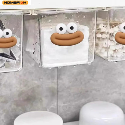Homefish Transparent Bathroom Cotton Stick Makeup Cotton Bathroom Pull-Out Storage Drawer Style Storage Box Under Mirror Cabinet