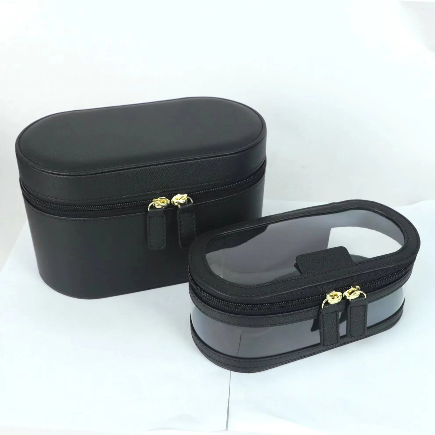 Customizable Name Ladies Saffiano Split Leather Travel Toiletry Case Bag - Makeup Organizer Dopp Kit Cosmetic Bag Set
