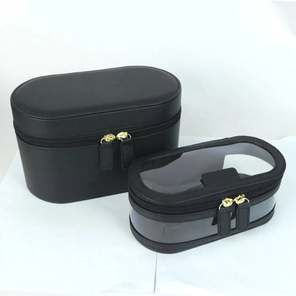 Customizable Name Ladies Saffiano Split Leather Travel Toiletry Case Bag - Makeup Organizer Dopp Kit Cosmetic Bag Set