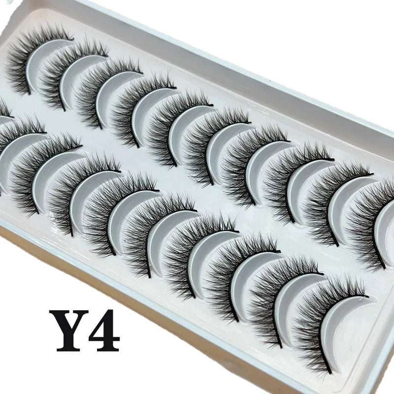 Natural Lashes 5/10 Pairs Eyelashes 3D Mink Lashes Manga Lashes Strip Lashes Band Soft Light False Eyelashes Makeup