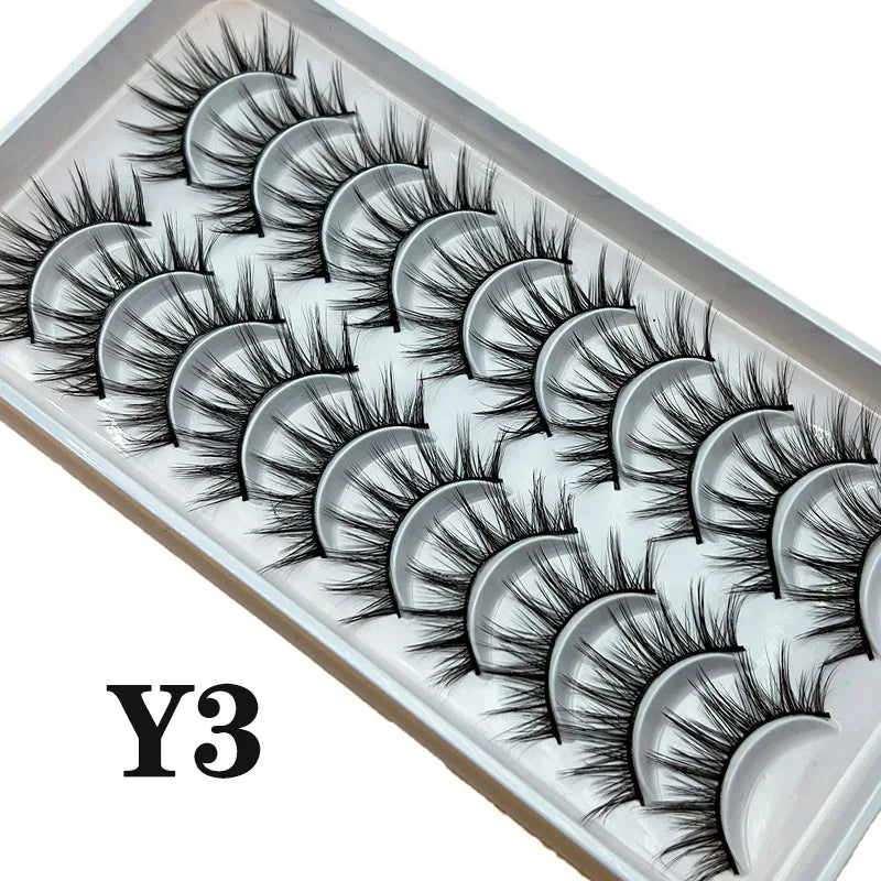 Natural Lashes 5/10 Pairs Eyelashes 3D Mink Lashes Manga Lashes Strip Lashes Band Soft Light False Eyelashes Makeup