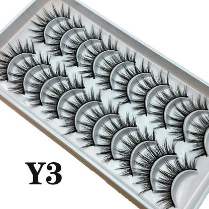 Natural Lashes 5/10 Pairs Eyelashes 3D Mink Lashes Manga Lashes Strip Lashes Band Soft Light False Eyelashes Makeup