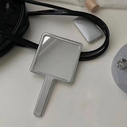 Electroplating Handle Makeup Mirror - Portable Square Hand Makeup Mirror, Handheld Beauty Mirror