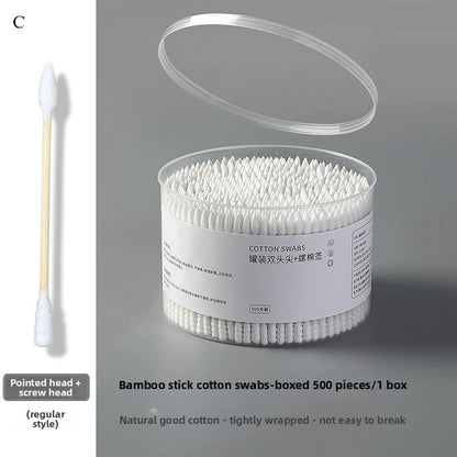 500PCS Disposable Cotton Swab Box With Double End Round Head For Makeup And Makeup Removal Daily Cleaning Pet Care Multi-purpose