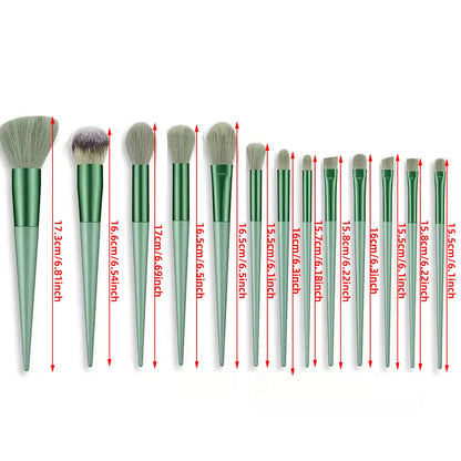 13PCS Green/Pink Makeup Brush Set With Soft Bristles For Easy Carrying Suitable For Beginners And Professional Makeup Artists