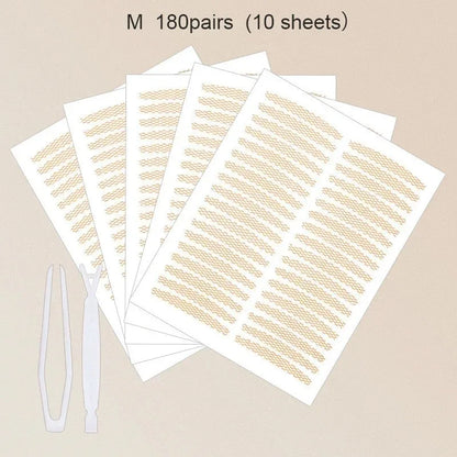 480Pcs Stealth Double Fold Eyelid Tape Fiber Sticker Lace Nature Clear Beige Stripe Self-adhesive Natural Eye Makeup with Tool