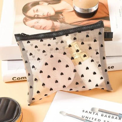 Women Mesh Cosmetic Bag Travel Storage Makeup Bag Organizer Female Make Up Pouch Portable Small Large Toiletry Beauty Case