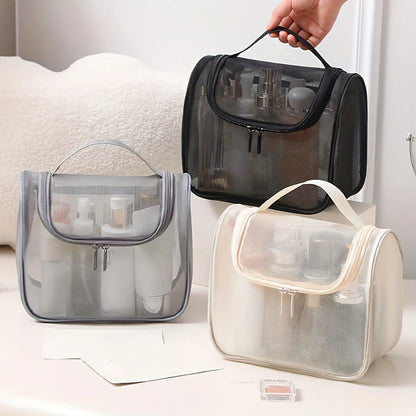 New multi-functional toiletries bag curved nylon mesh portable makeup bag women's large capacity cosmetics storage bag