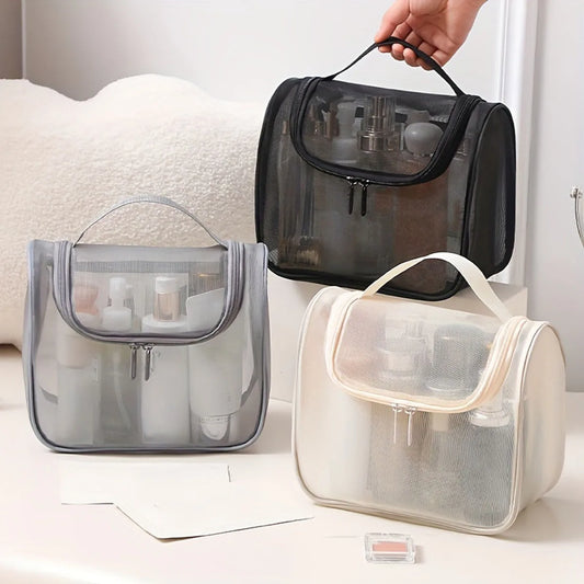 New multi-functional toiletries bag curved nylon mesh portable makeup bag women's large capacity cosmetics storage bag