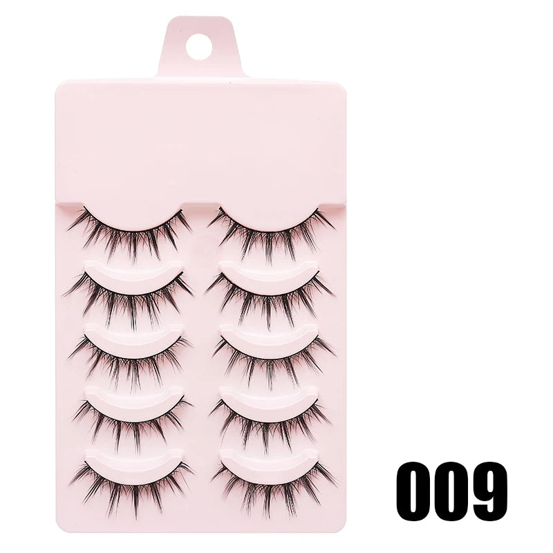 Natural Lashes 5/10 Pairs Eyelashes 3D Mink Lashes Manga Lashes Strip Lashes Band Soft Light False Eyelashes Makeup