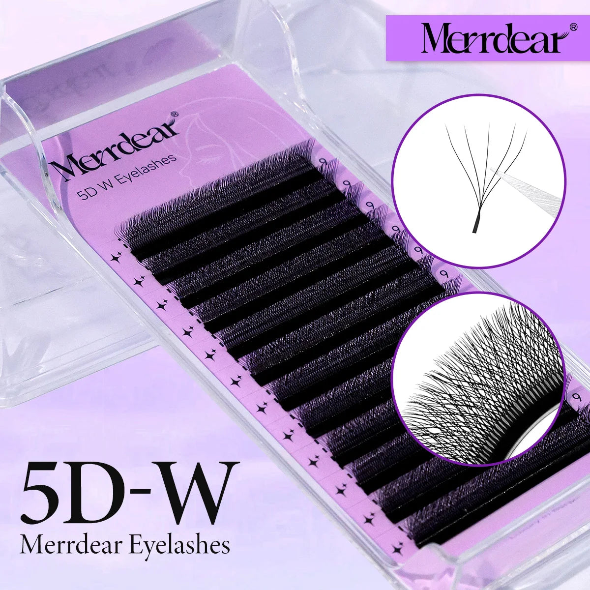 Merrdear W-Shape Eyelash Extension 3d 4d 5d 6d W Lashes Natural Soft Premade Fan Bloom Effect Eye Lashes for Beauty Makeup