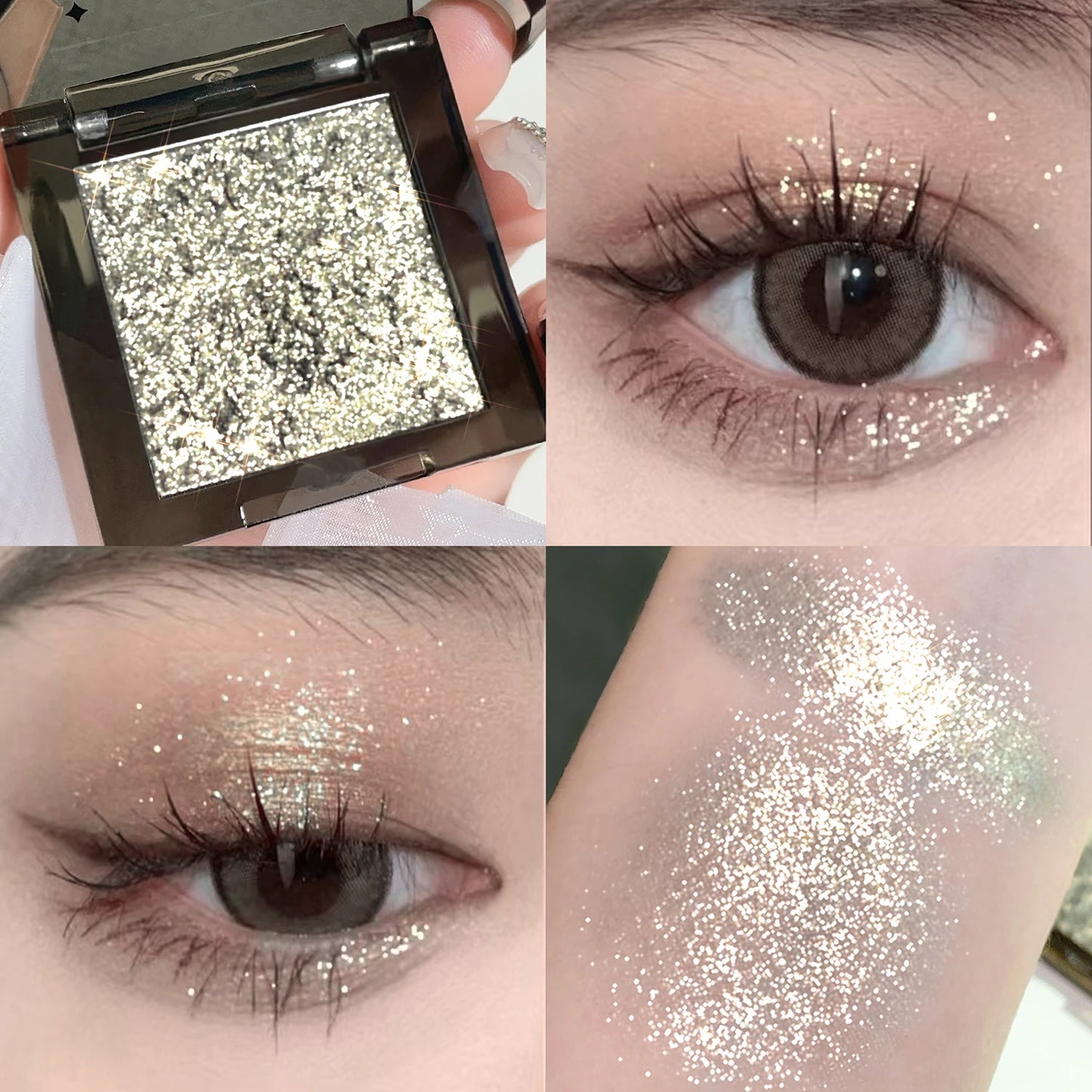 HISYI Dark Magic Monochrome Eye Shadow Pearlescent Matte Sequin Glitter Powder Eye Makeup Brightening Natural Makeup