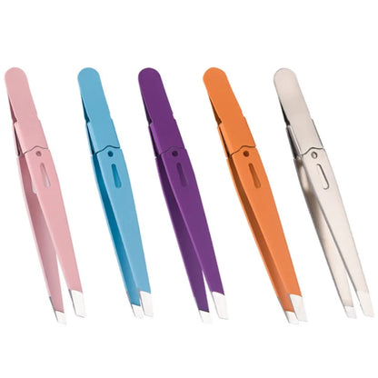 Colorful Stainless Steel High-Quality Eyebrow Tweezer Hair Beauty Fine Hairs Puller Slanted Eye Brow Clips Removal Makeup Tools