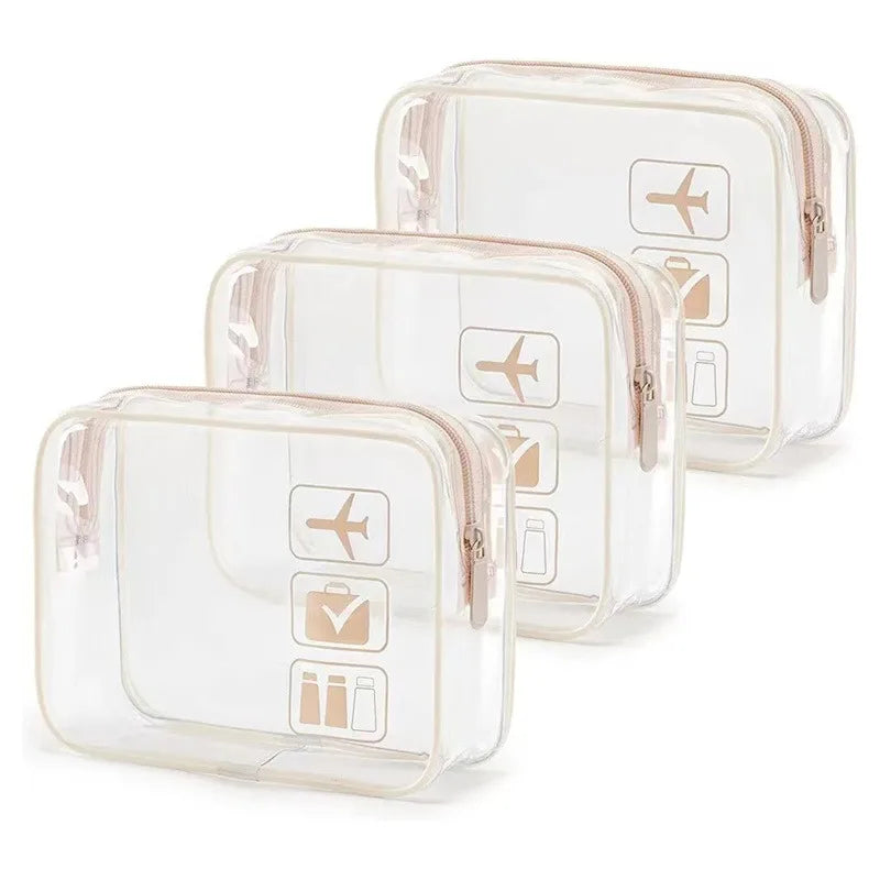 Clear Zippered Makeup Organizer Bag - Transparent Cosmetic Case For Travel & Bathroom Storage 
