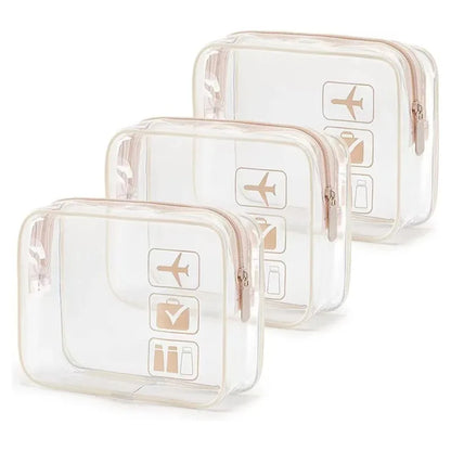 Clear Zippered Makeup Organizer Bag - Transparent Cosmetic Case For Travel & Bathroom Storage 