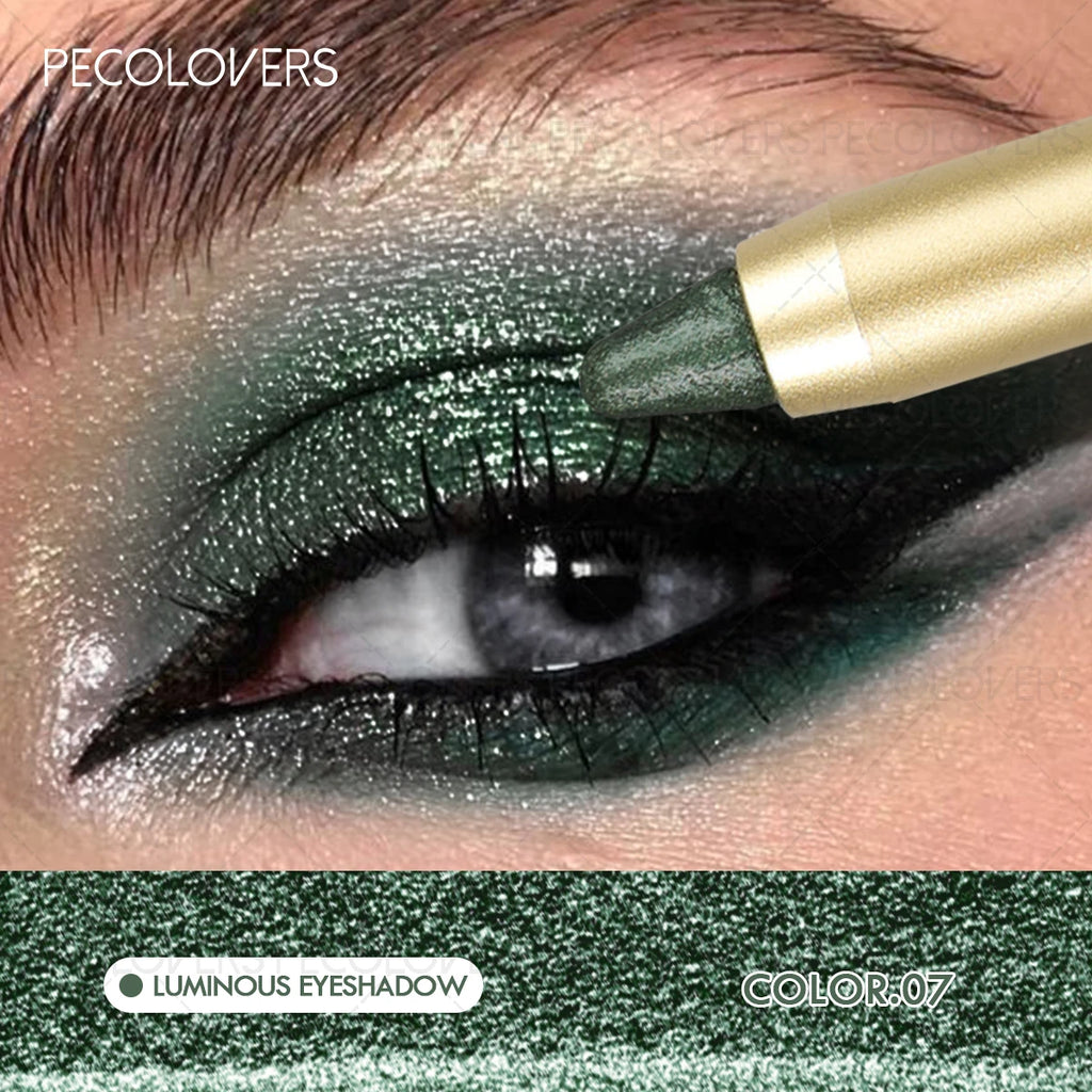 1 Pc Shimmer Eyeshadow Stick, Dual-ended Eyeshadow Pen, with Brush, Eye-catching Eye Makeup High Color Rendering, Concert Makeup