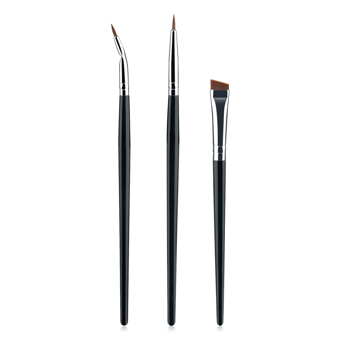 3pcs Eye Makeup Brush Ultra Fine Eyeliner Brush Set, Including Straight, Angled, Bent Tip, Suitable For Makeup