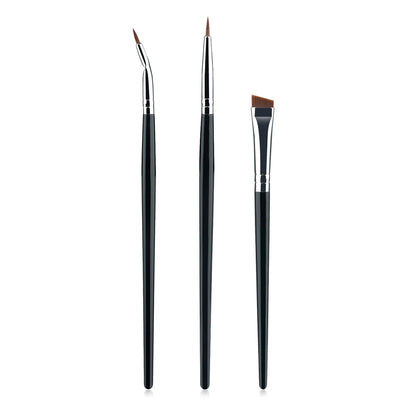 3pcs Eye Makeup Brush Ultra Fine Eyeliner Brush Set, Including Straight, Angled, Bent Tip, Suitable For Makeup
