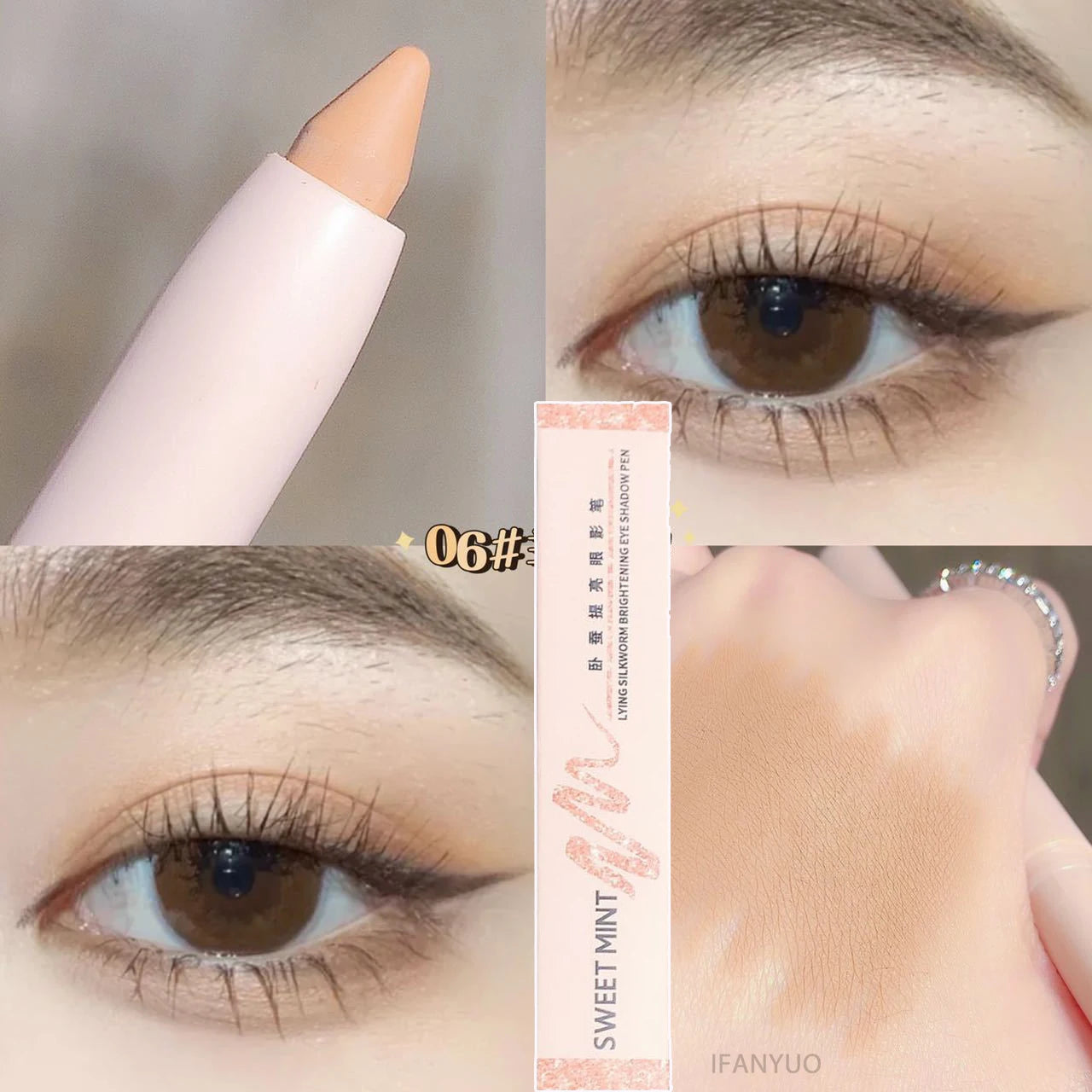 White Eyeliner Shiny Glitter Eyeshadow Stick Eye Liner Pen 15 Colors Matte Brown Pink Pearlescent Eyes Makeup Brighten Silkworm
