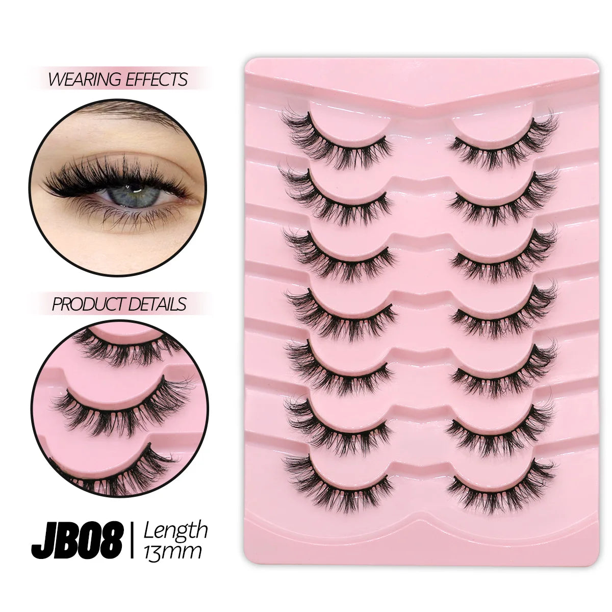 GROINNEYA Half Lashes 5/7/10 Pairs Half Lashes Soft Natural Cat Eye Lashes Makeup Tool Fake Eyelashes Extension Fluffy Faux Cils
