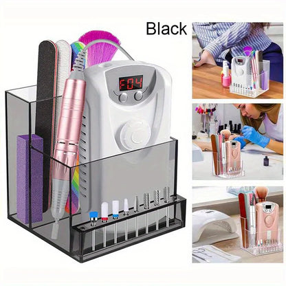 1PC Nail Drill Bits Holder Display Clear Nail Display Box Transparent Makeup Organizer Nail Manicure Tools Acrylic Nail Display